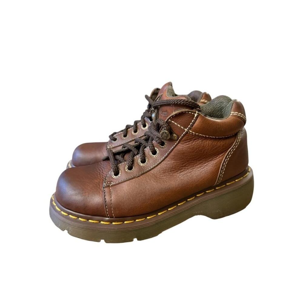 Vintage Y2K Dr Martens 8542 Chunky Ankle Boot Brown Leather Women US size 7 - Picture 2 of 6